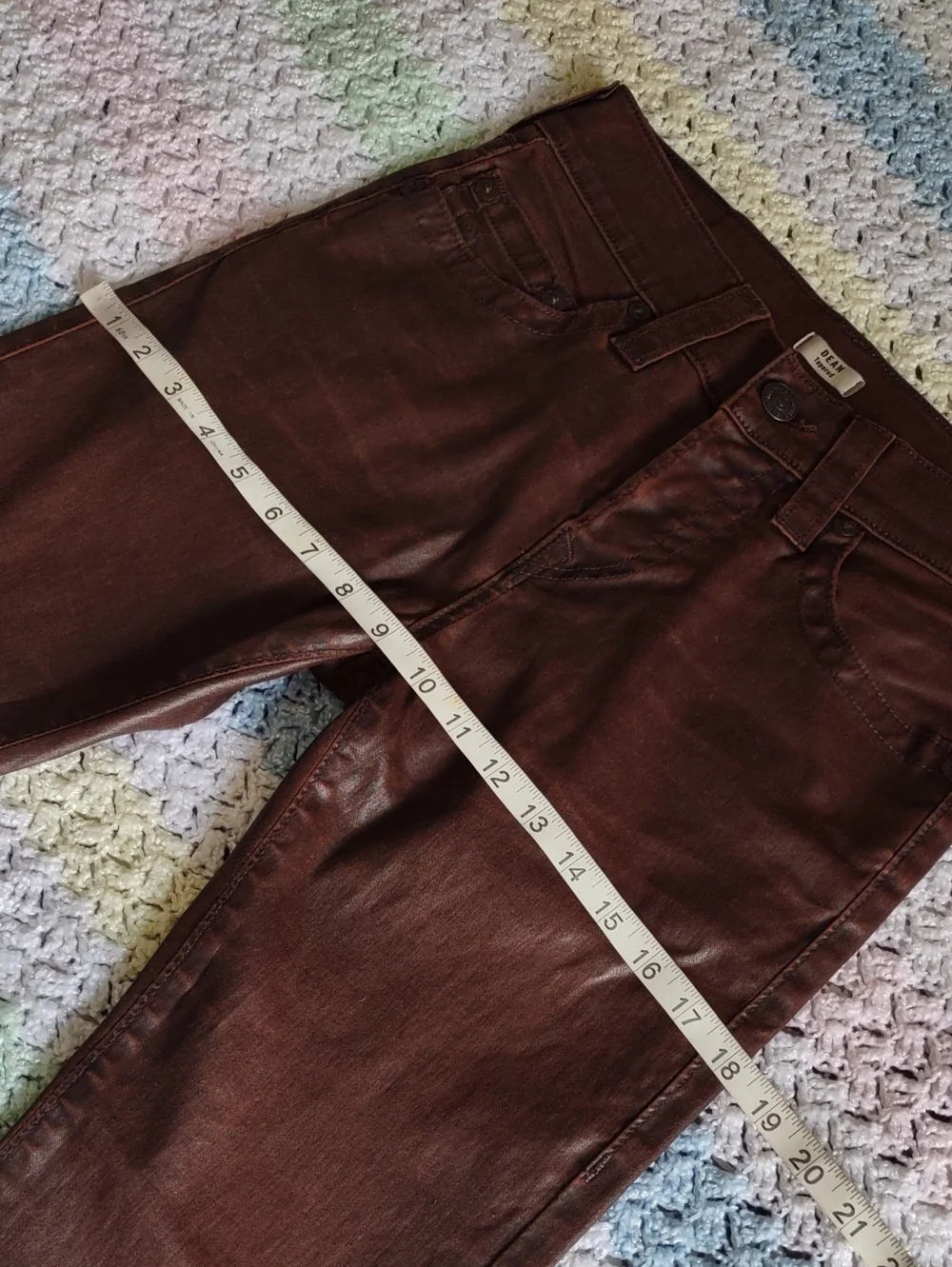 True Religion 28 Dean Tapered Brown Button Fly Coated Jeans